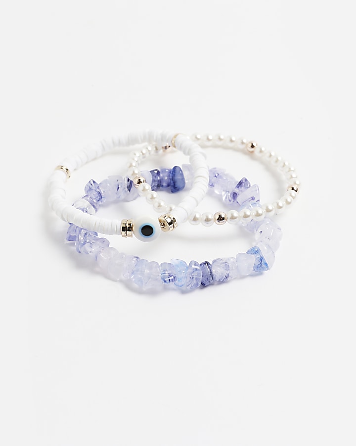 Girls blue stone bracelets 3 pack