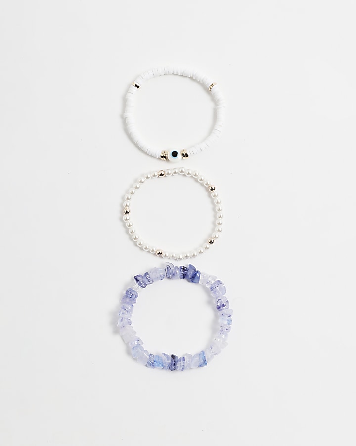 Girls blue stone bracelets 3 pack