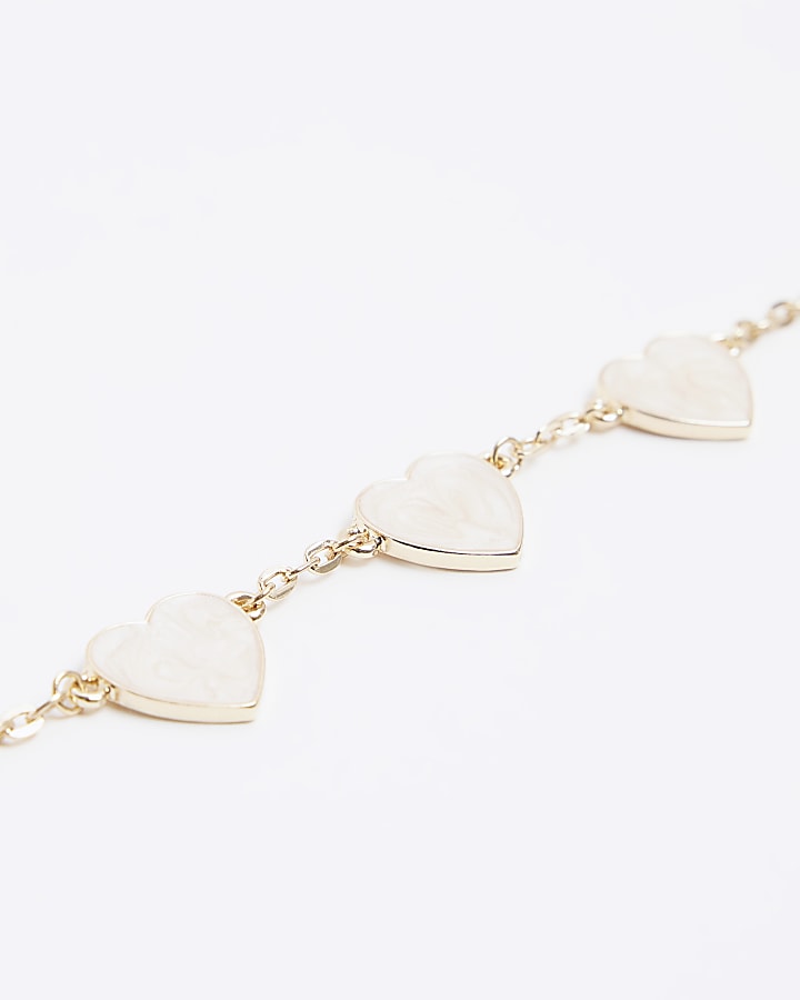 Gold colour heart charm bracelet