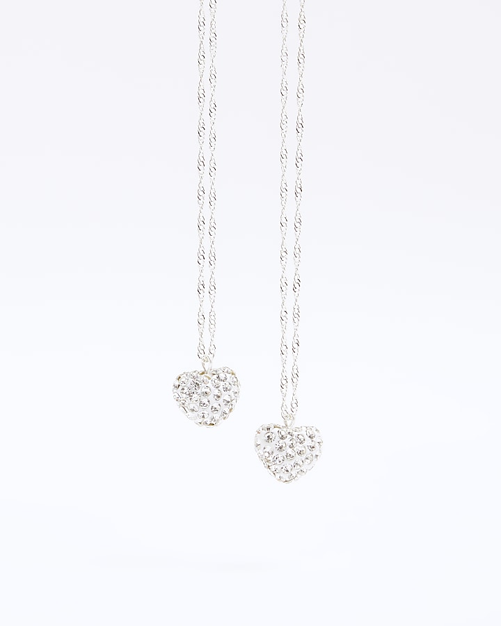 Silver colour BFF heart necklace