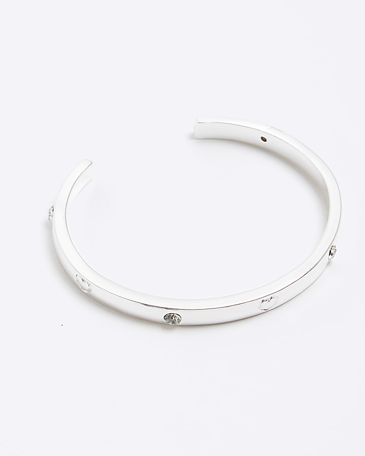 Girls Silver Heart Cuff Bracelet