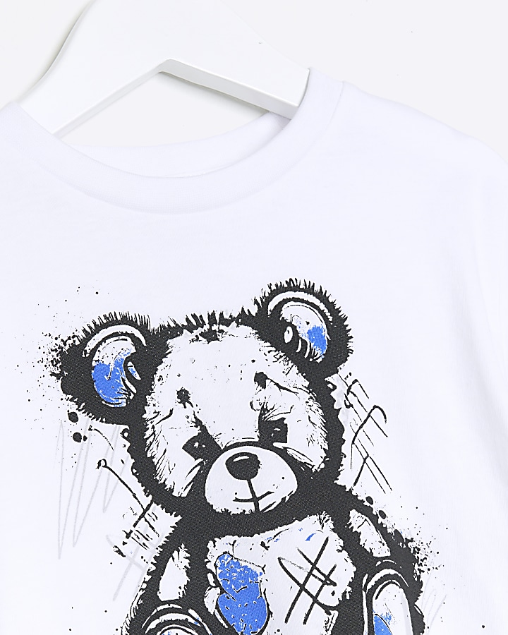 Mini boys white graphic bear t-shirt
