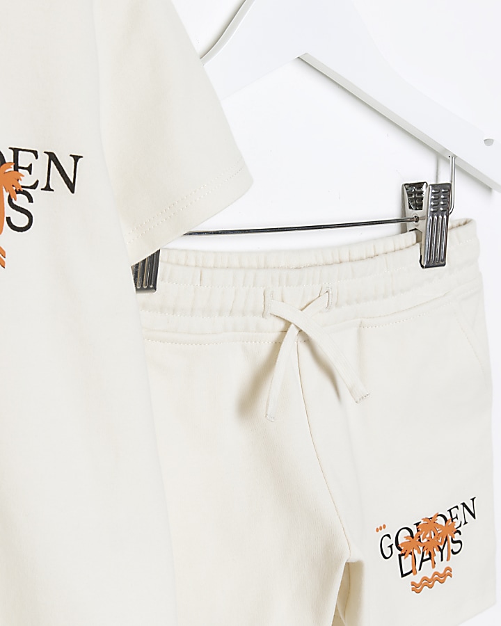 Mini boys stone golden days shorts set