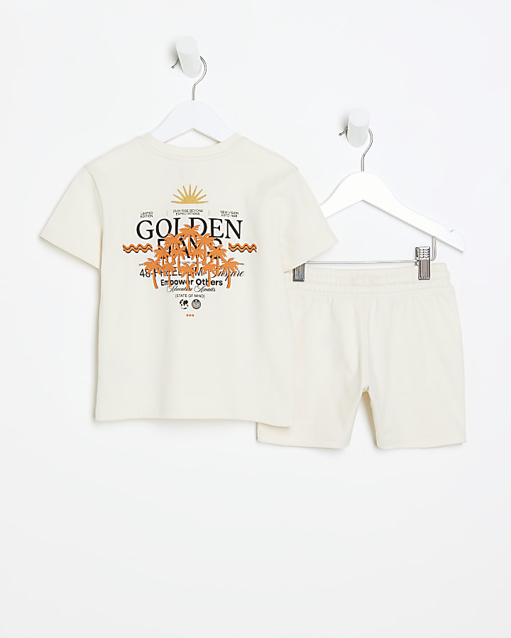 Mini boys stone golden days shorts set