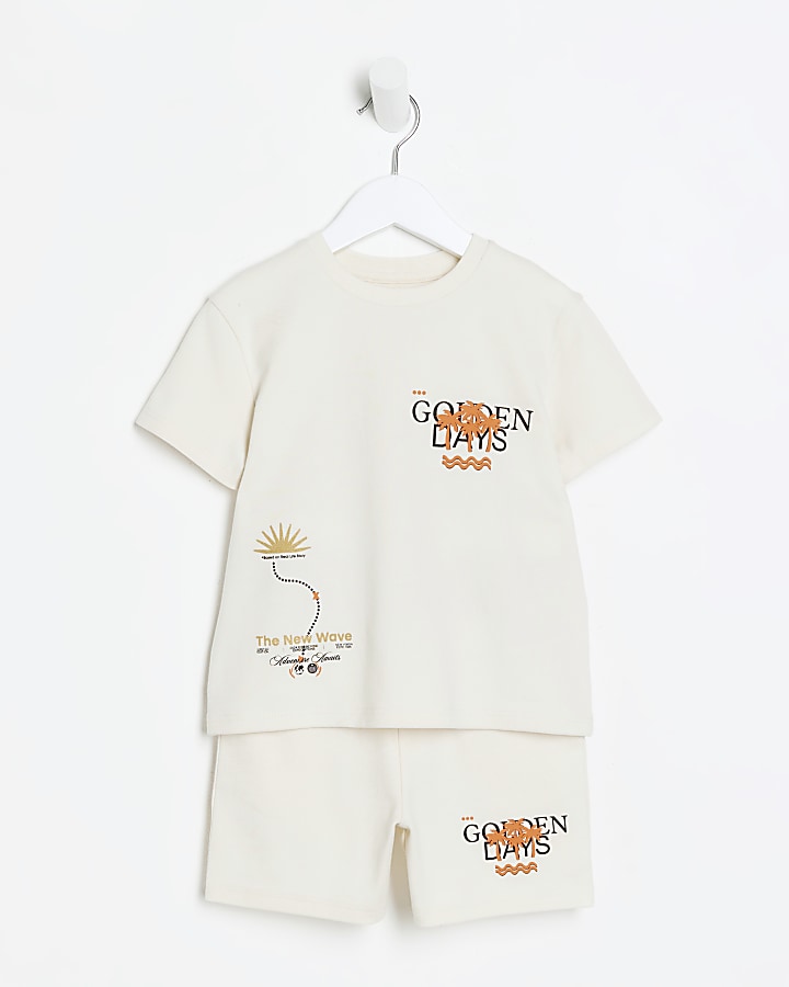 Mini boys stone golden days shorts set