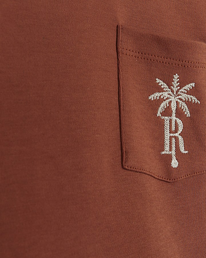 Boys rust embroidered t-shirt and shorts set