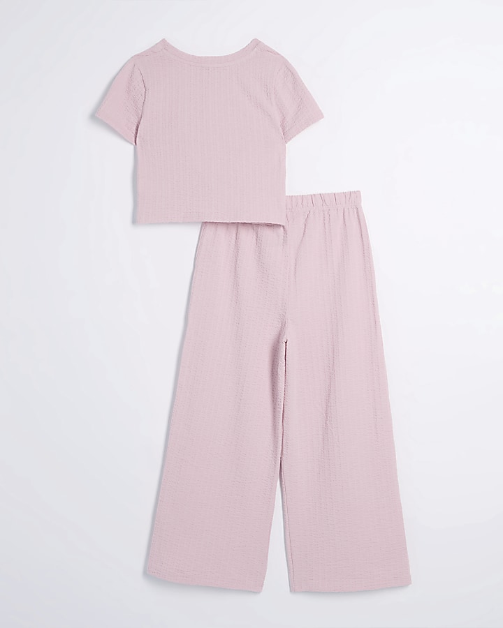 Girls pink knot top and trousers set