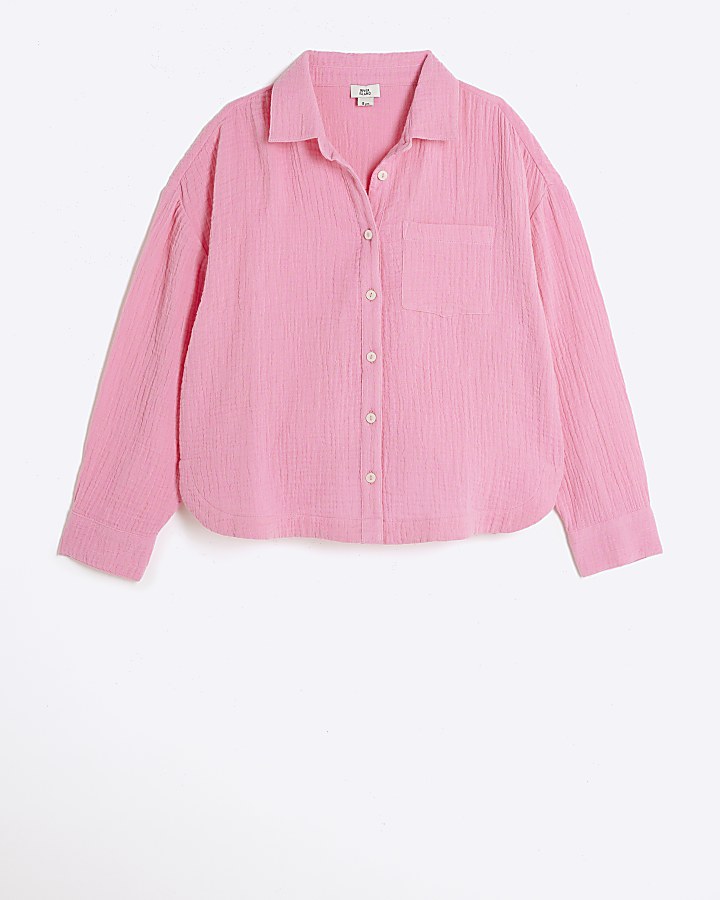Girls pink textured shirt