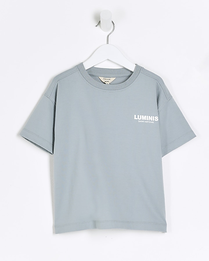 Mini boys blue graphic print t-shirt
