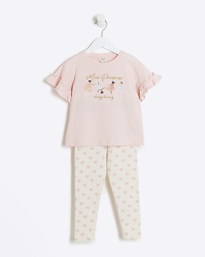 Mini girls pink ballet t-shirt set