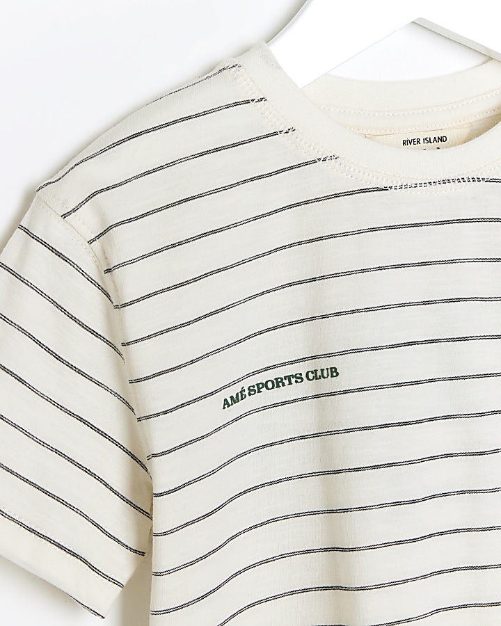 Mini boys ecru stripe graphic t-shirt