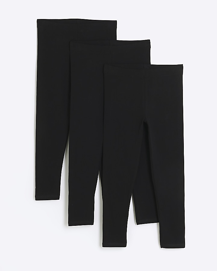 Girls black leggings 3 pack