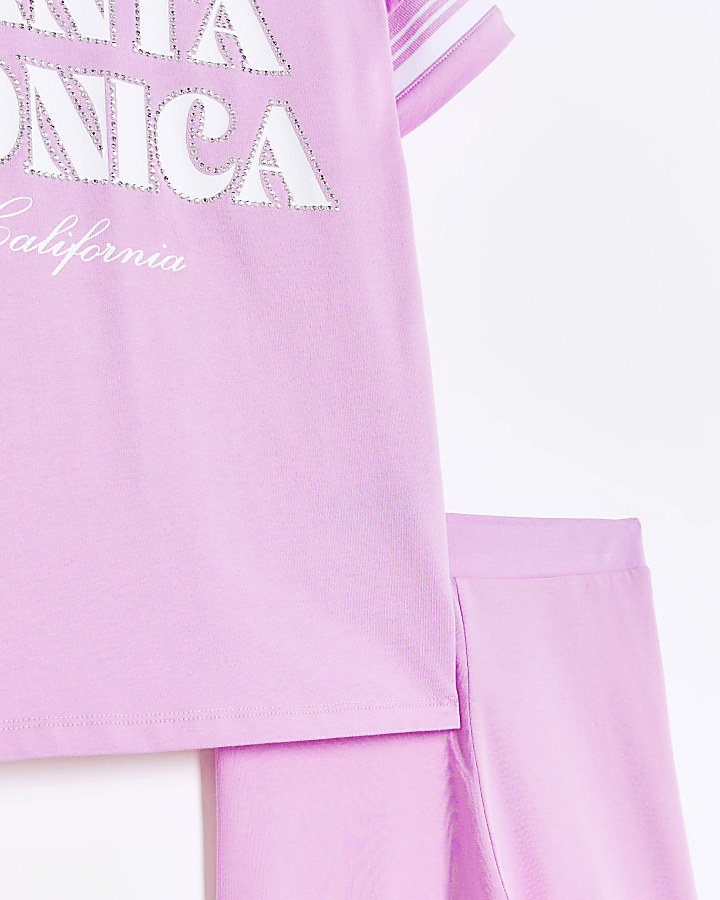 Girls pink santa monica t-shirt set