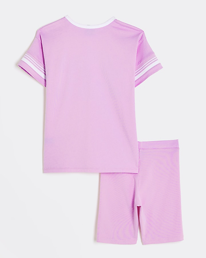 Girls pink santa monica t-shirt set