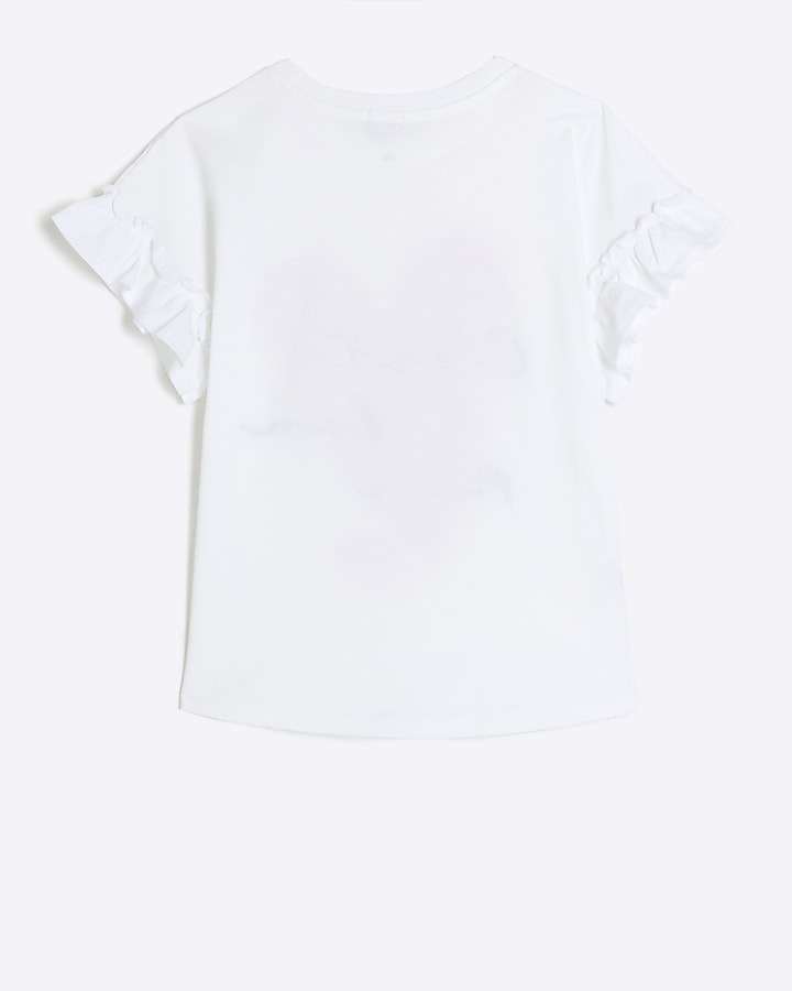 Girls white glitter heart t-shirt | River Island