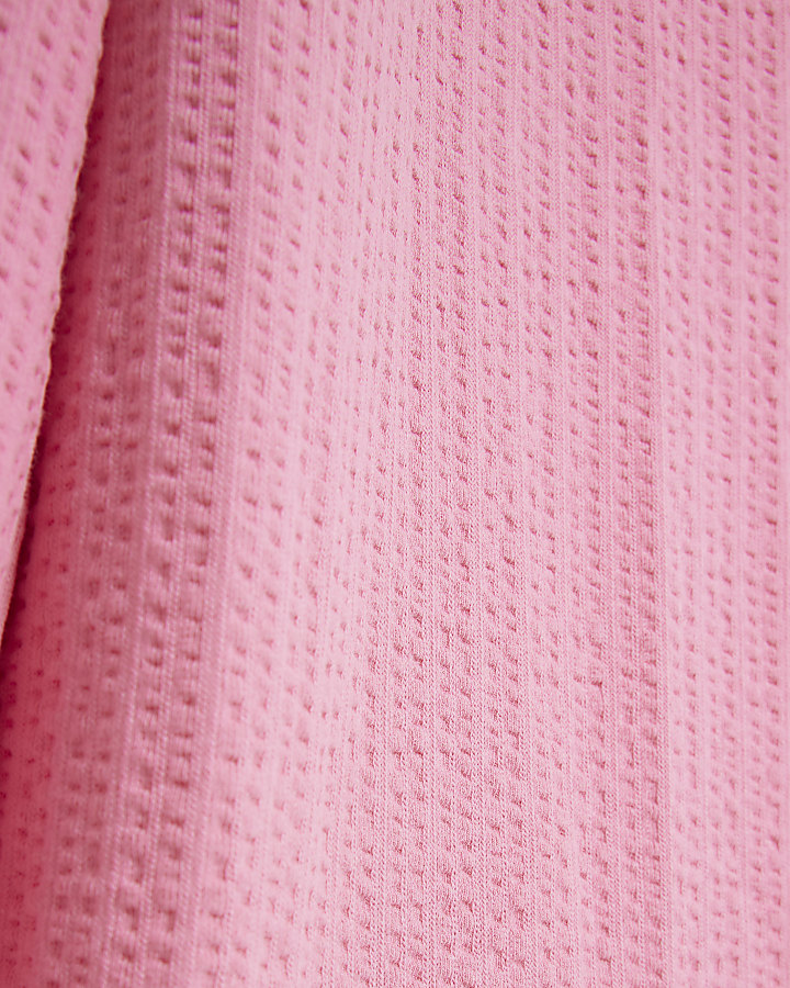 Girls pink shirred jumpsuit