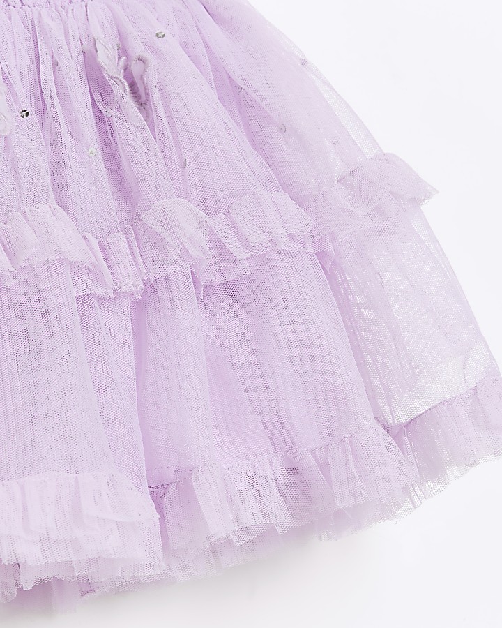 Mini Girls Purple Tutu embellished Skirt