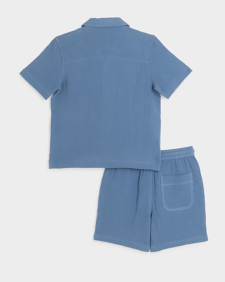 Boys blue cheesecloth shirt set