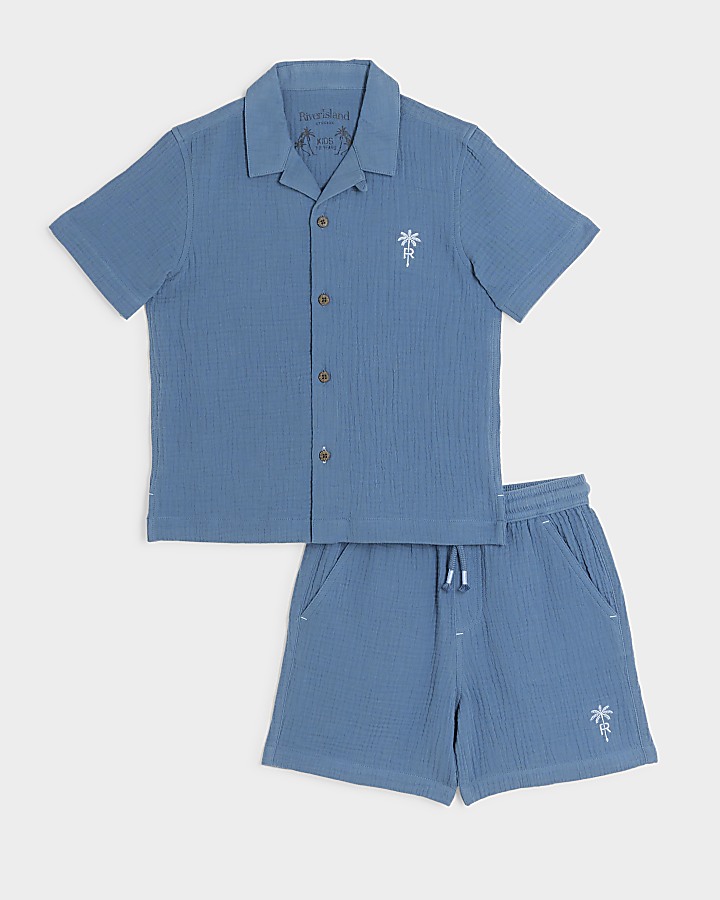 Boys blue cheesecloth shirt set