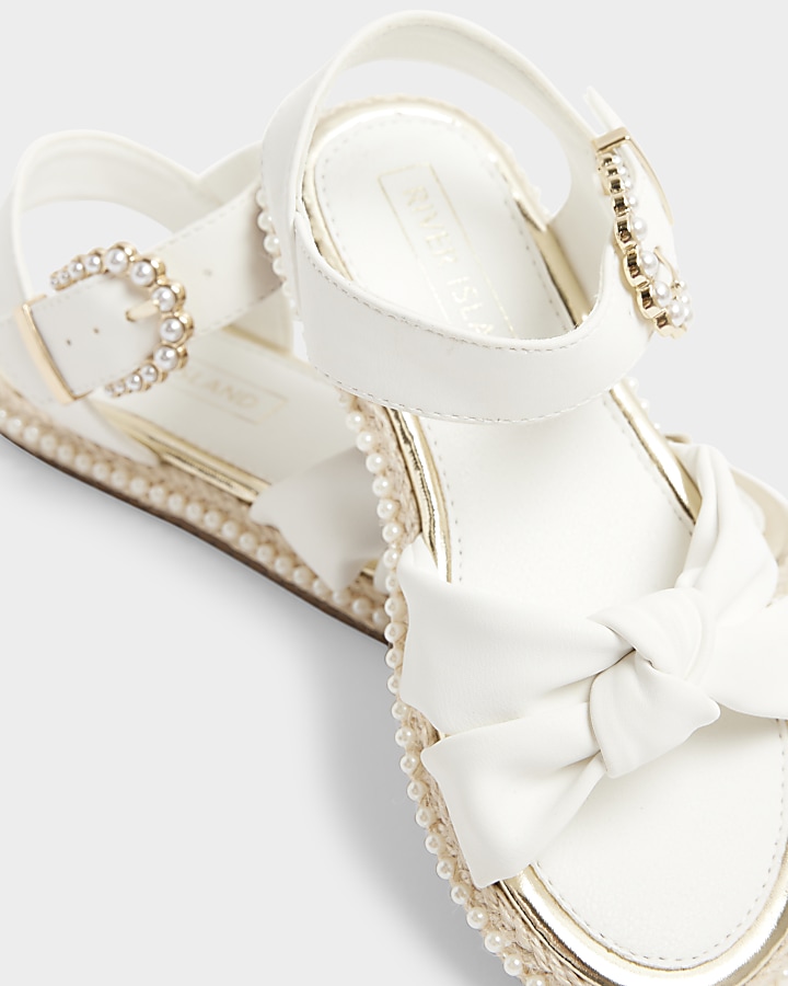 Girls white knot espadrille sandals