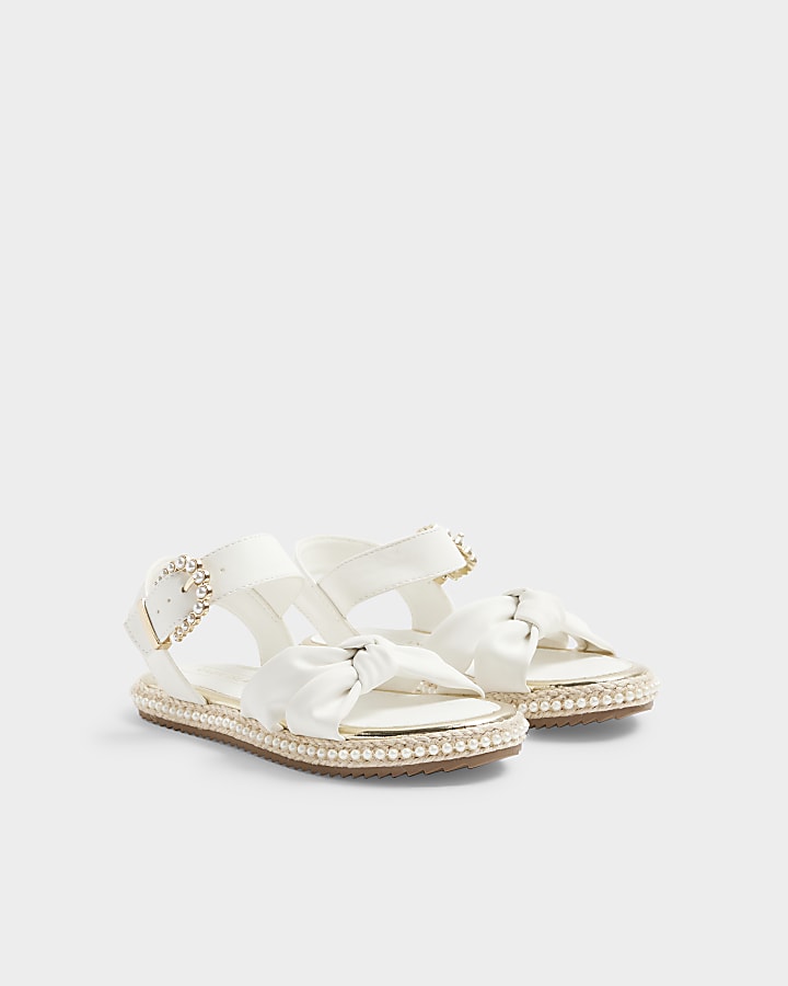 Girls white knot espadrille sandals