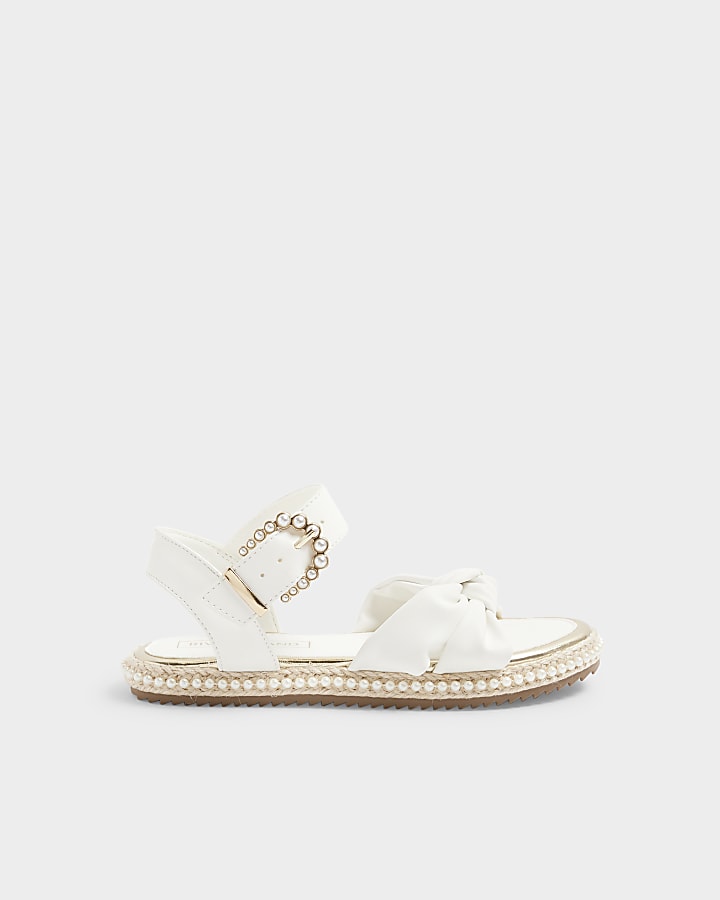 Girls white knot espadrille sandals