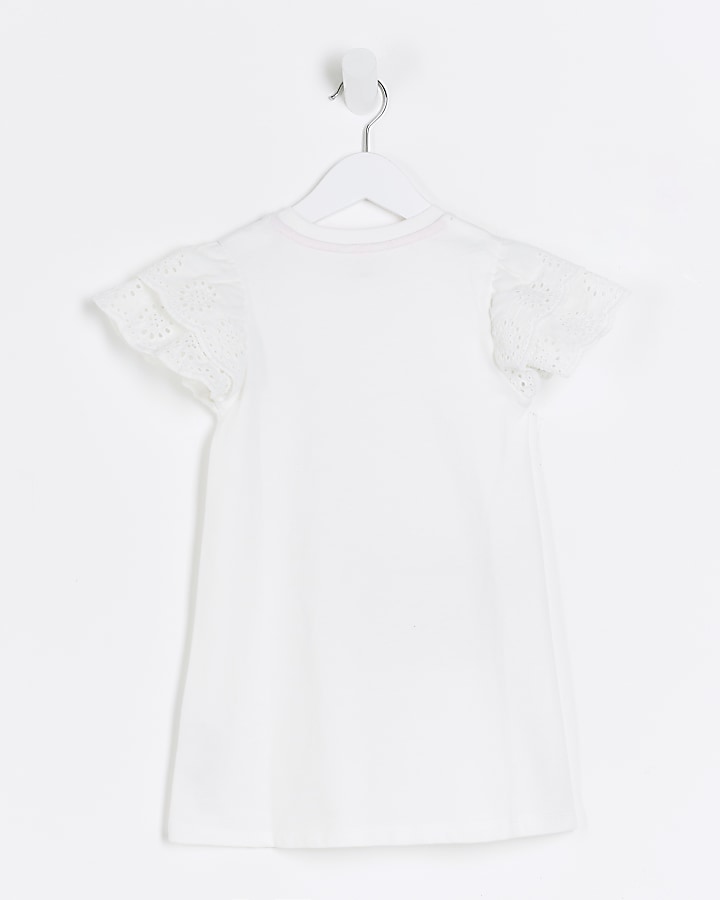 Mini Girls White Graphic Bag t-shirt dress
