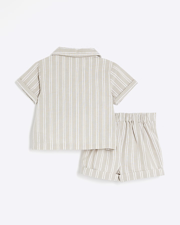 Baby boys beige striped shirt set