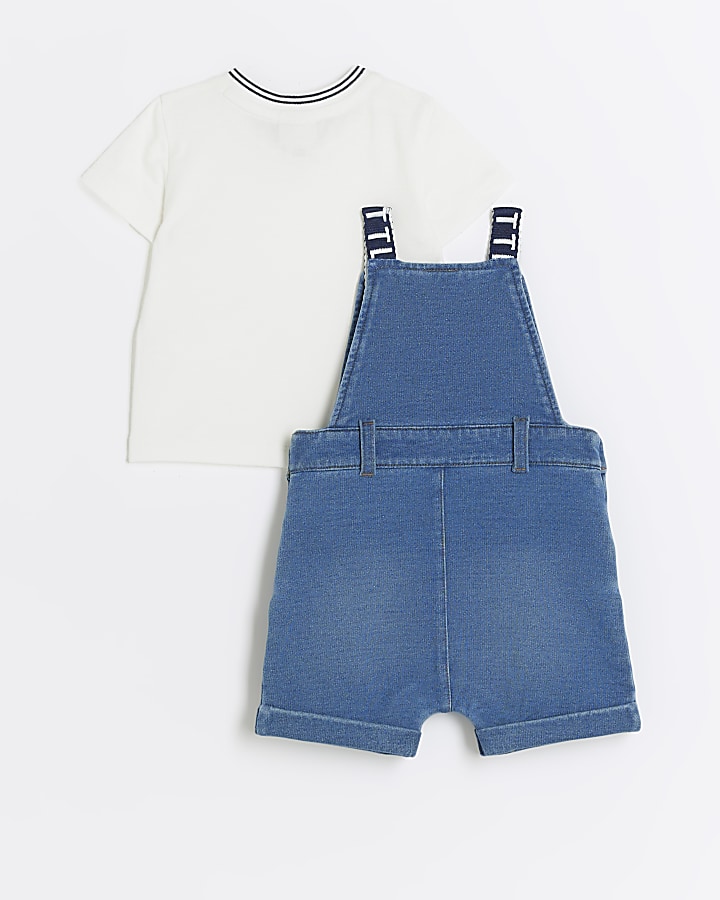 Baby boys blue denim dungarees set