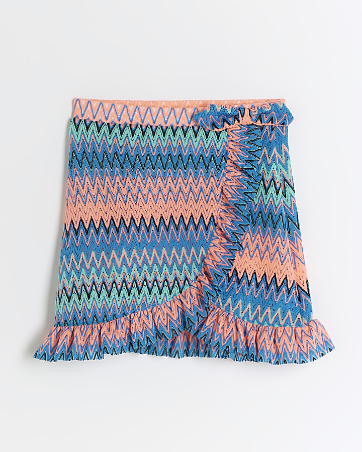Girls blue chevron stripe beach skirt