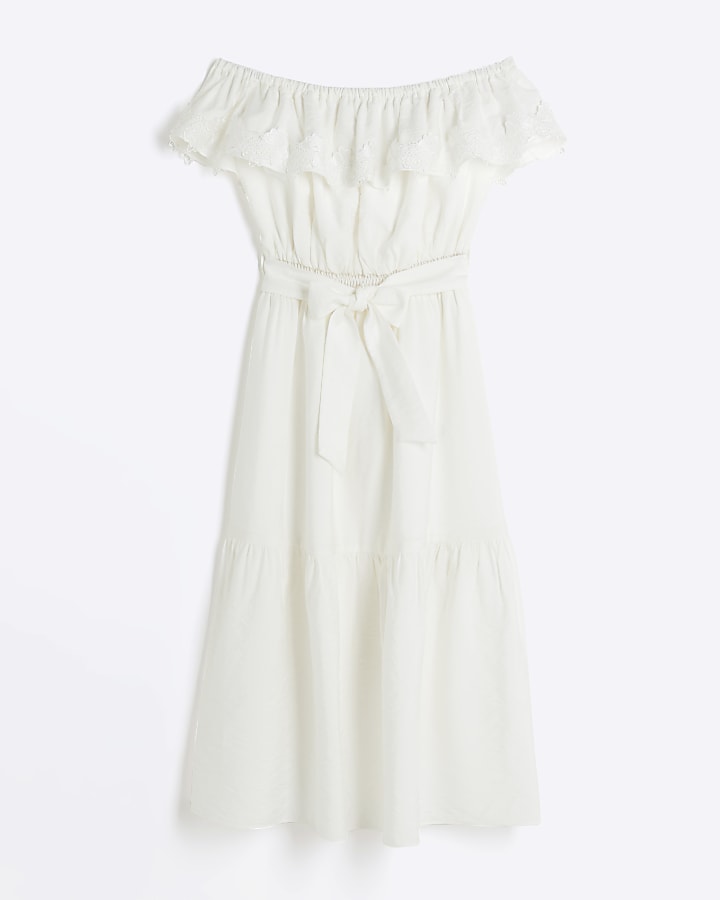 River island white lace best sale bardot dress