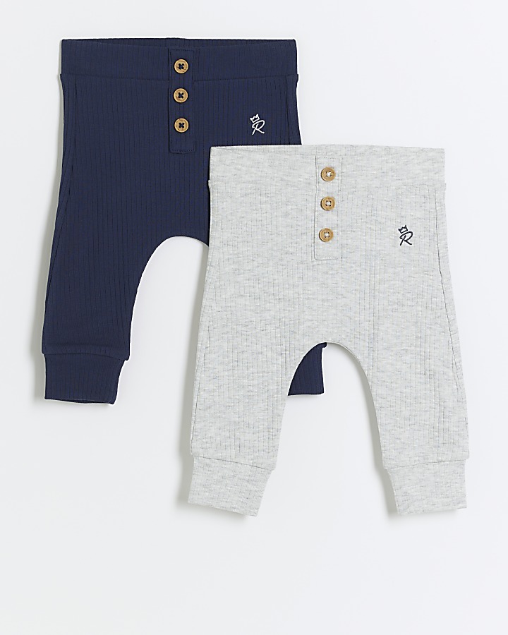 Baby boys navy button leggings 2 pack