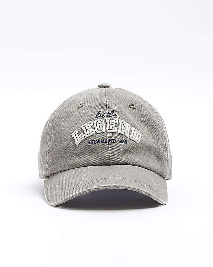 Mini Boys Grey Washed Embroidered Cap