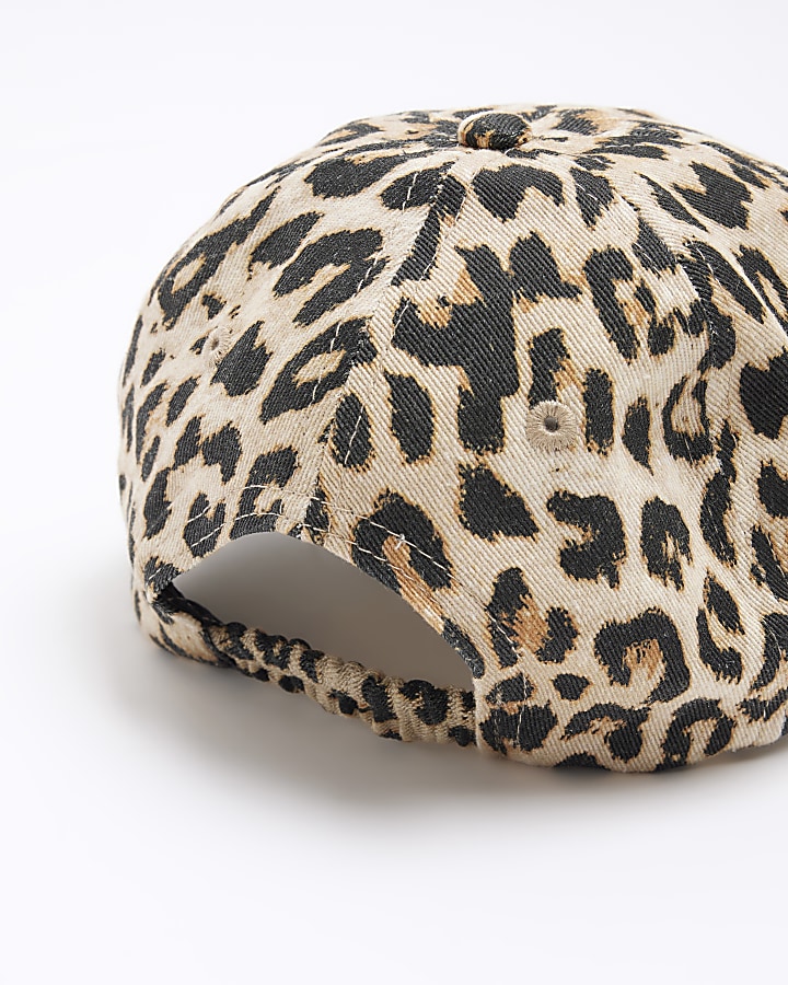 Mini girls brown leopard cap