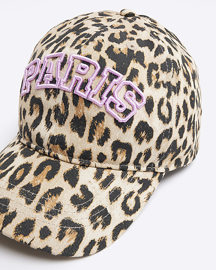 Girls brown leopard print cap