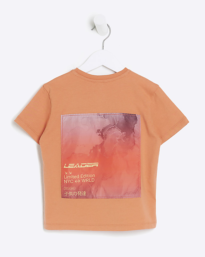 Mini boys coral graphic print t-shirt