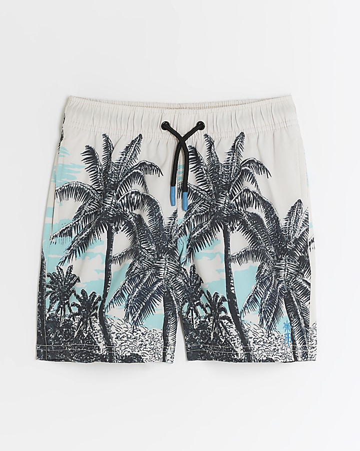 Boys blue palm tree swim shorts