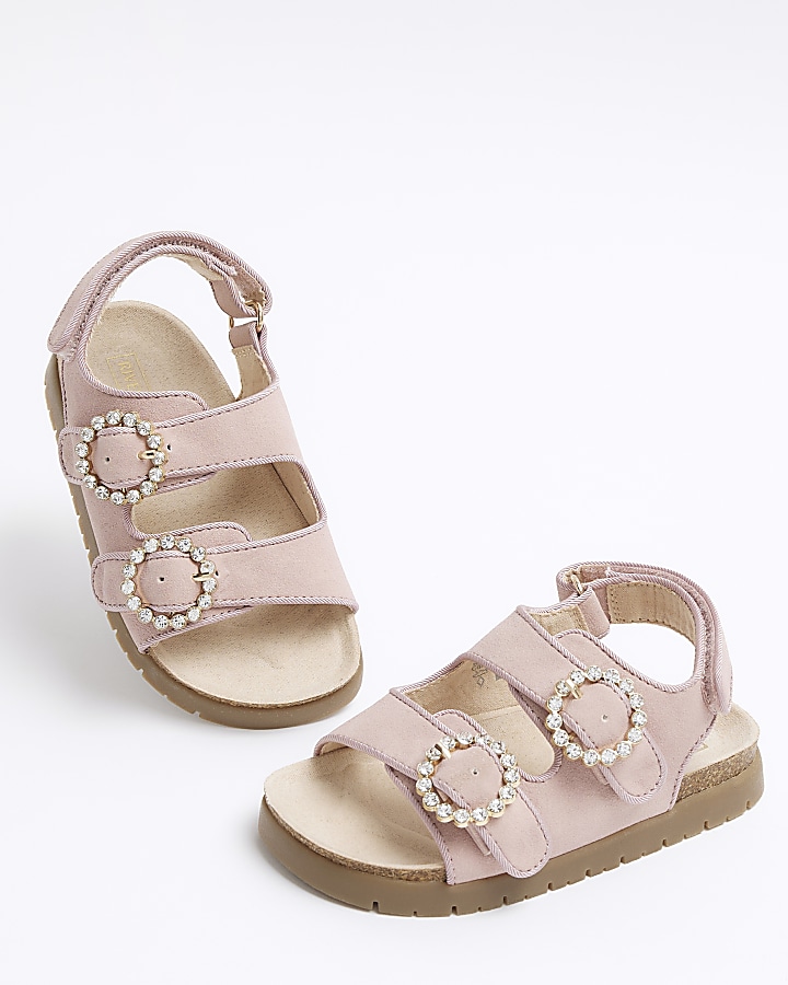 Mini girls pink corked sandals