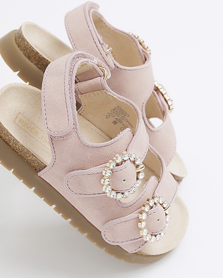 Mini girls pink corked sandals