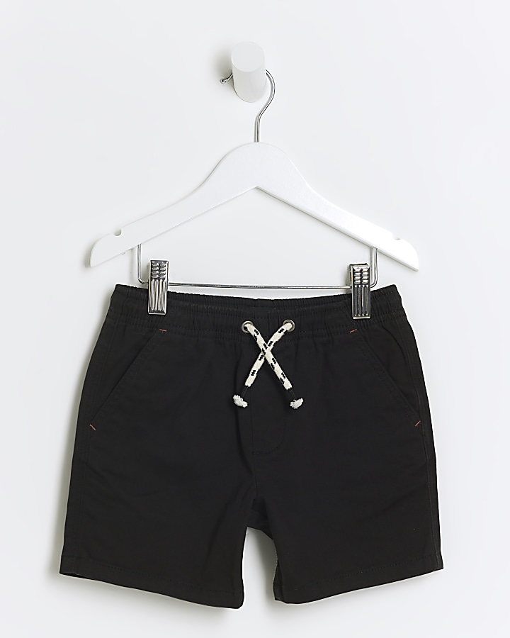 Mini boys black pull on shorts