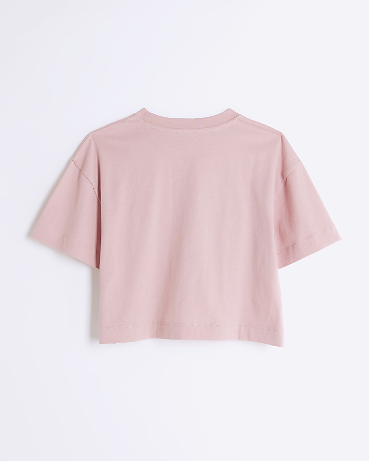 Girls coral embossed heart t-shirt