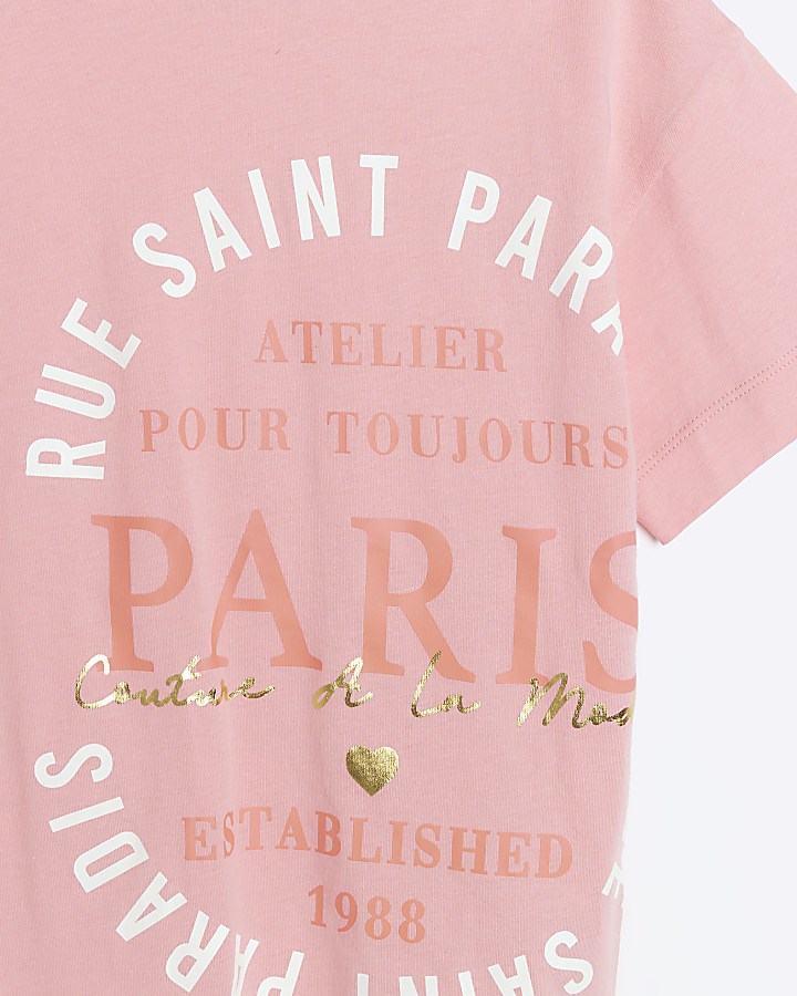 Girls coral paris graphic t-shirt set