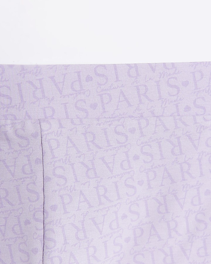 Girls purple Paris graphic t-shirt set