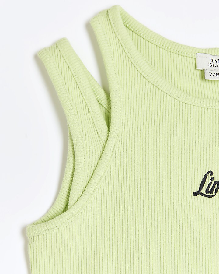 Girls lime 2 in 1 ribbed tank top
