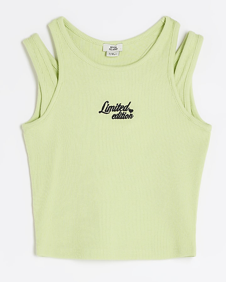 Girls lime 2 in 1 ribbed tank top