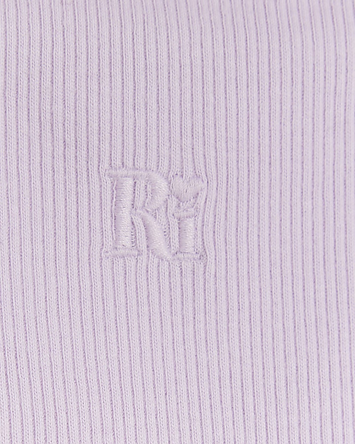 Girls purple rib embroidered logo crop vest | River Island