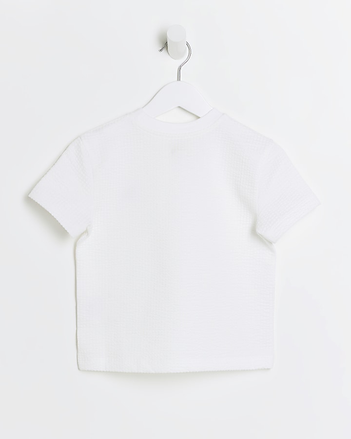 Mini boys white seersucker t-shirt