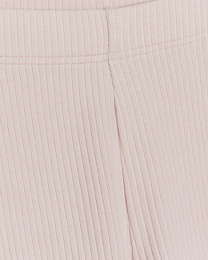 Mini girls pink plain rib leggings