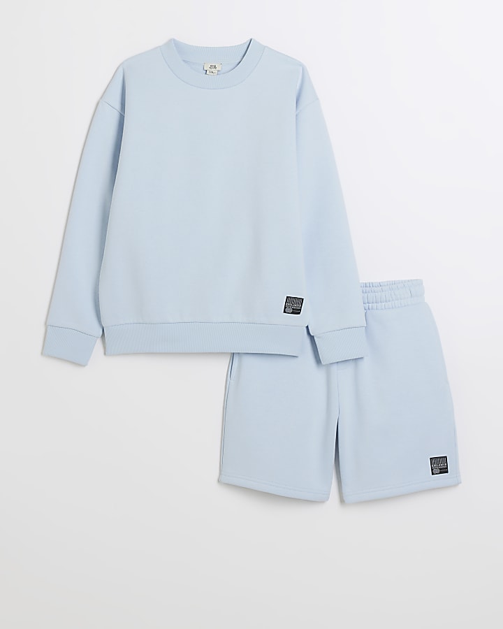 Boys blue sweatshirt and shorts set