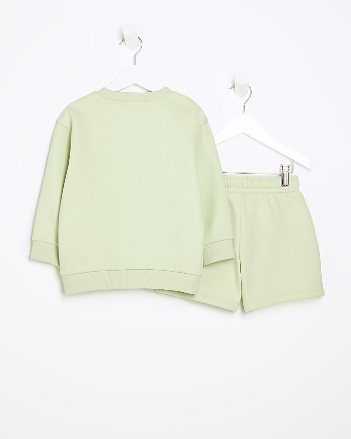 Mini lime green graphic sweatshirt set
